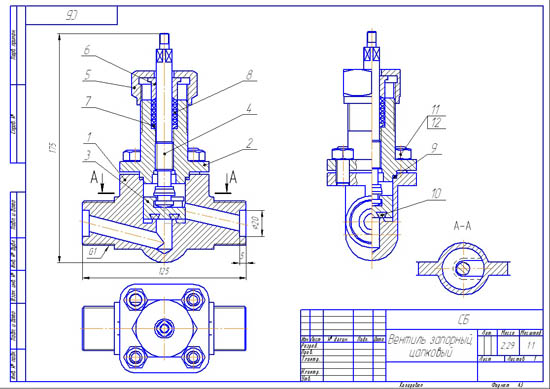 Сборочный чертеж клапан вентиль