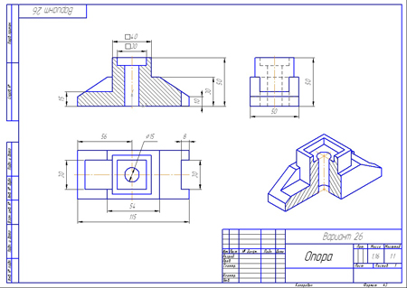 Опора компас 3d чертеж