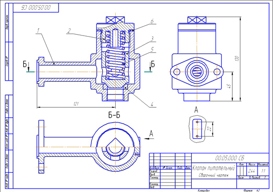 Клапан сборочный чертеж деталирование