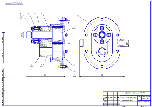 Насос шестеренчатый сборочный чертеж