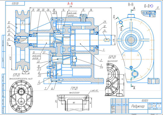 Сборочный чертеж мотор редуктор