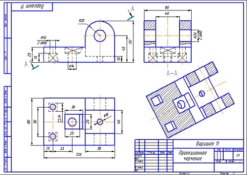 Инженерная графика 2 курс чертежи вариант 2